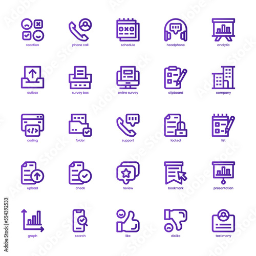 Survey icon pack for your website, mobile, presentation, and logo design. Survey icon basic line gradient design. Vector graphics illustration and editable stroke.