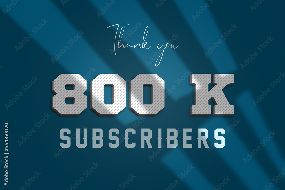 Fototapeta premium 800 K subscribers celebration greeting banner with 3D Paper Design