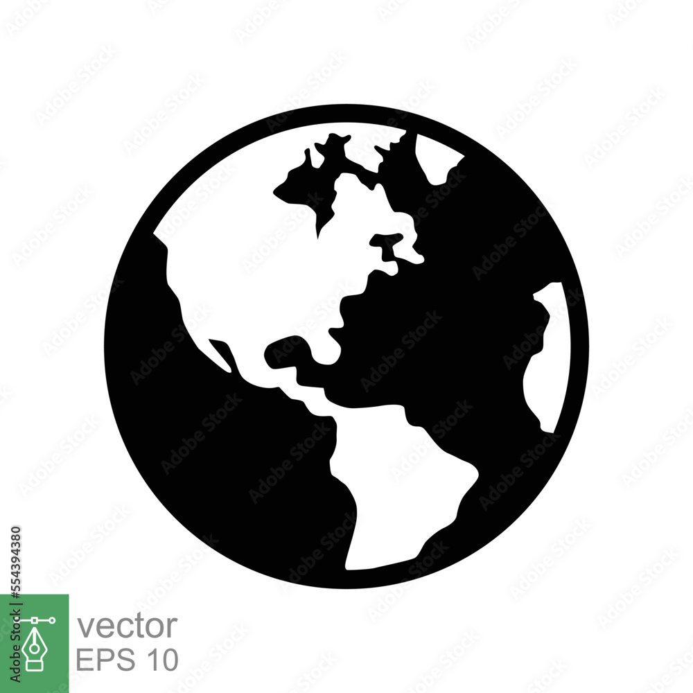 Globe icon. Simple flat style. Planet earth, world map, geography ...