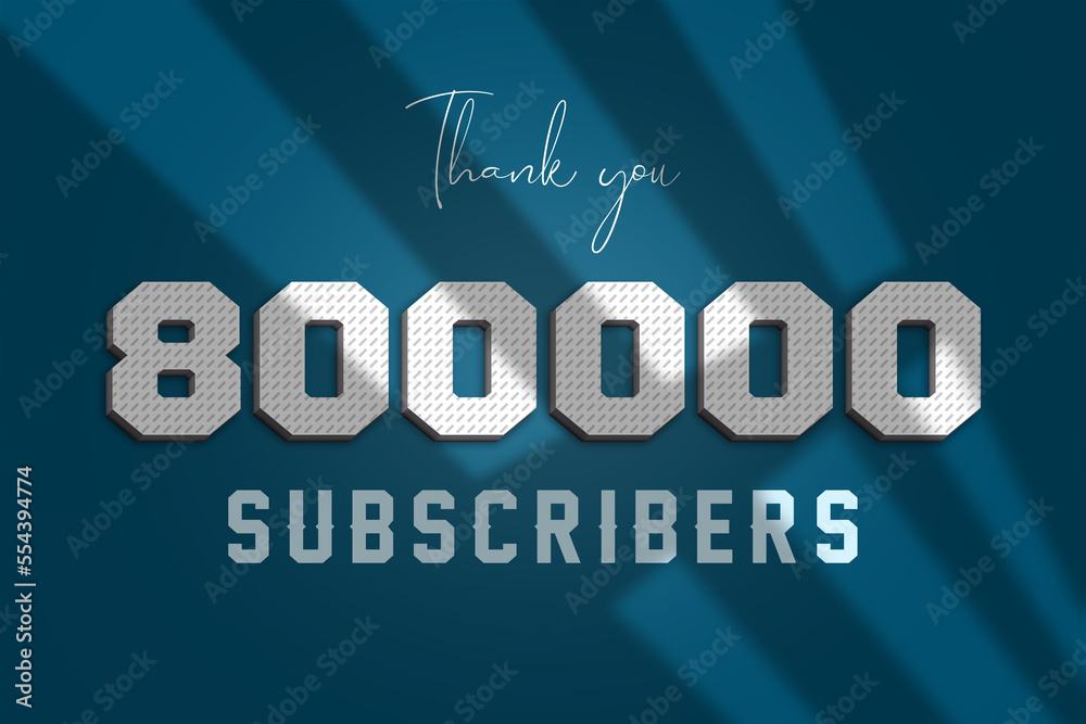 8000000 subscribers celebration greeting banner with 3D Paper Design