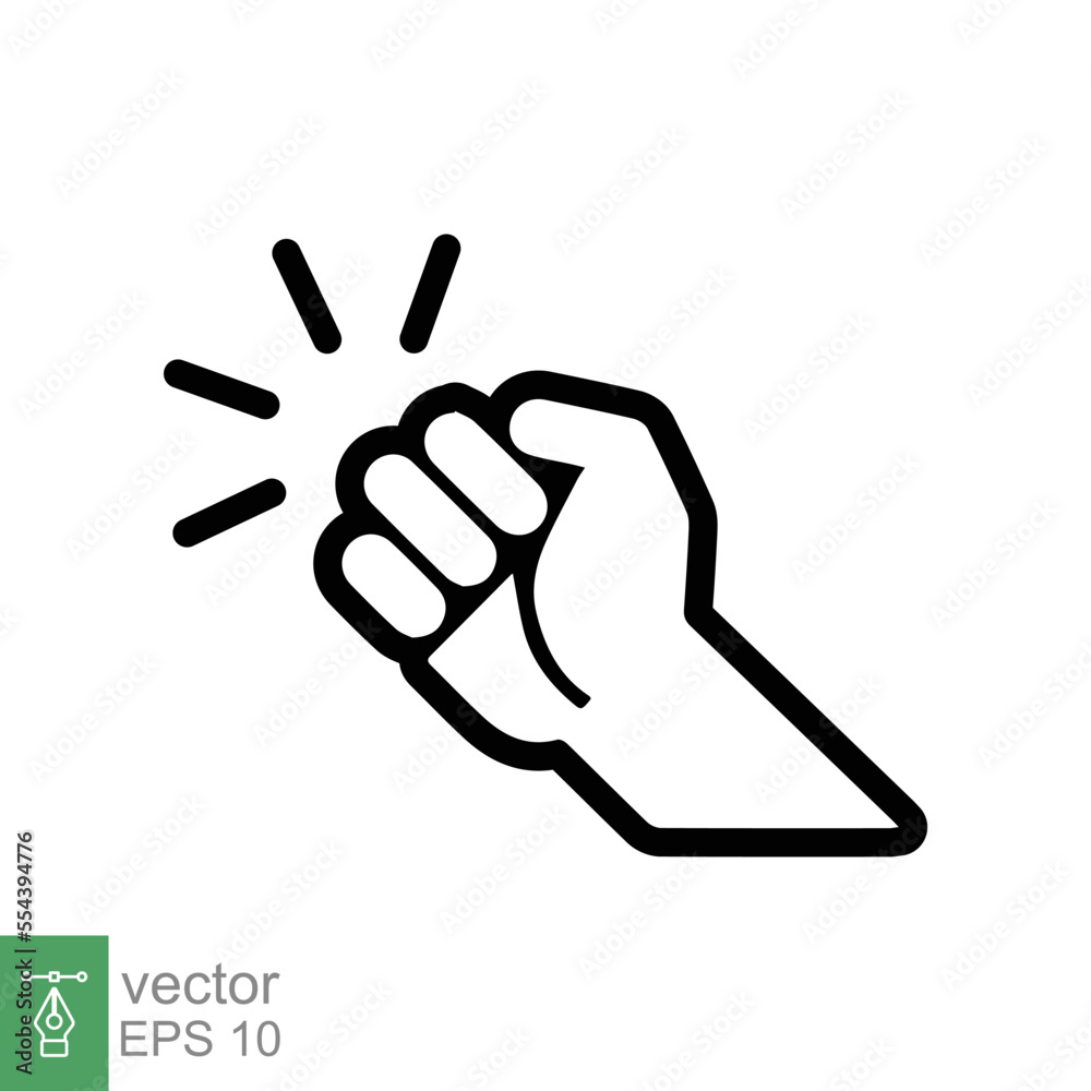 Hand knocking icon. Simple outline style. Hand punch gesture, people, man arm, knuckle, knocker, line sign, hit symbol. Vector illustration isolated on white background. EPS 10.