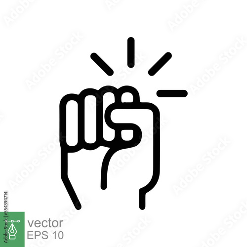 Hand knocking icon. Simple outline style. Hand punch gesture, people, man arm, knuckle, knocker, line sign, hit symbol. Vector illustration isolated on white background. EPS 10.