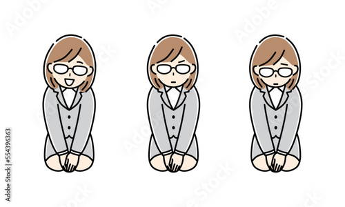 正座　お辞儀　ビジネスウーマン　セット