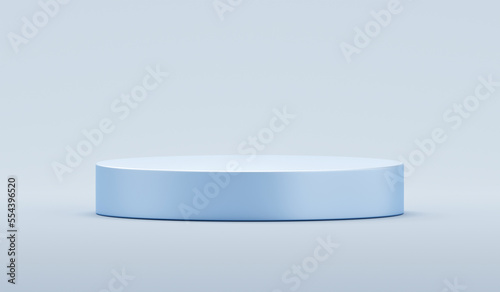 Light blue podium product background 3d platform show stage scene of minimal modern presentation pedestal display or empty cosmetic stand showcase mockup and blank advertising shelf step sale banner.