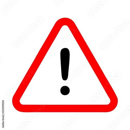Warning icon / sign in flat style isolated. Caution symbol for.