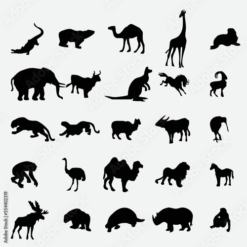 Photography Vector silhouettes of miscellaneous animals. Wild animals set