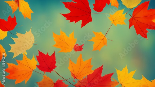 Generative AI.close-up of maple leaves on tree