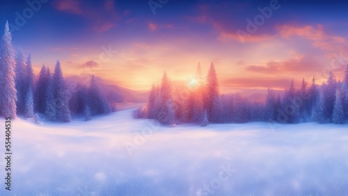 Impressive sunrise in the winter mountains landscape with Colorful outdoor scene.