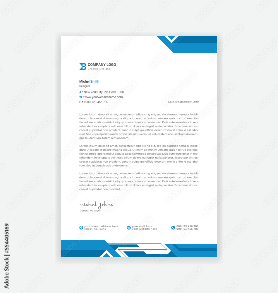 modern business letterhead design template
modern business letterhead design template
