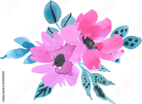 Watercolor flowers illustration bouquet collection