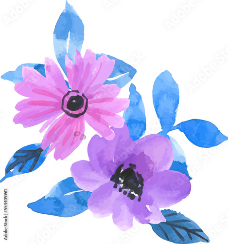Watercolor flowers illustration bouquet collection