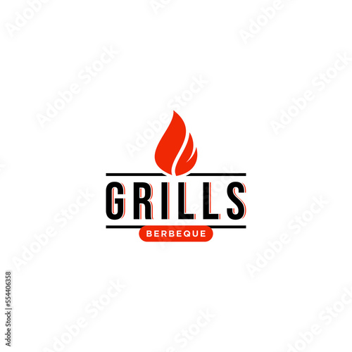 grills bbq logo template in white background
