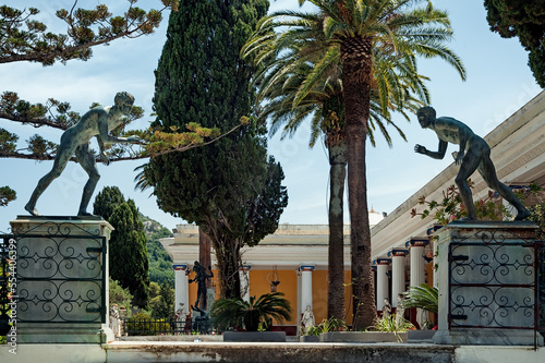 View to the back terrace of Achilleion palace of Empress of Austria Elisabeth of Bavaria, in Gastouri, Corfu, Greece photo