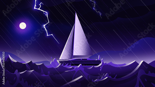sailboat in the sea (ID: 554406950)