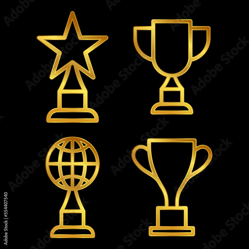 gold trophy colection vector icon in trendy flat design