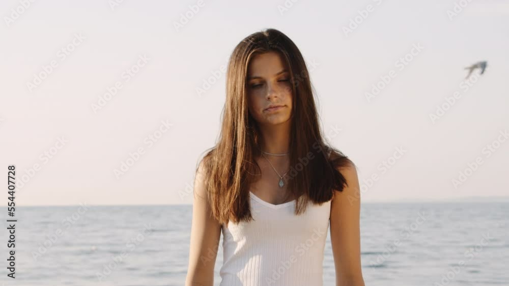 Medium Shot Of A Charming Look Of A Girl At The Beach Medium Shot Of A Charming Look Of A Girl At The Beach