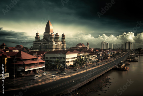 Skyline of North Sumatra's Medan. Generative AI photo