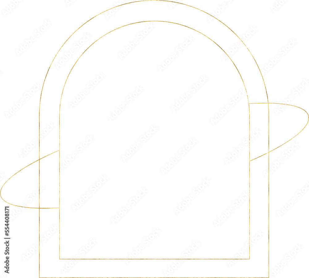 polygon gold frame, round corner, square gold outline