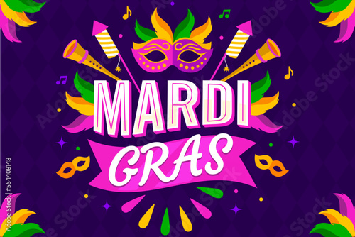 Mardi Gras festival carnival background. Vector Illustration. 