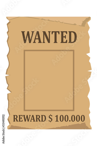 Wanted for reward vintage poster. Vector illustration