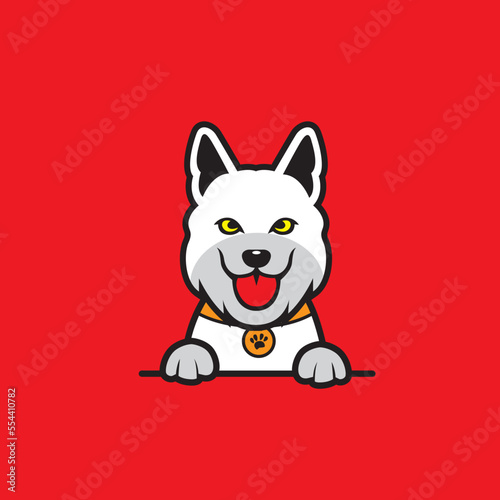 cute puppy sticking out tongue design vector