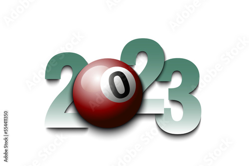 Happy New Year 2023 and billiard ball