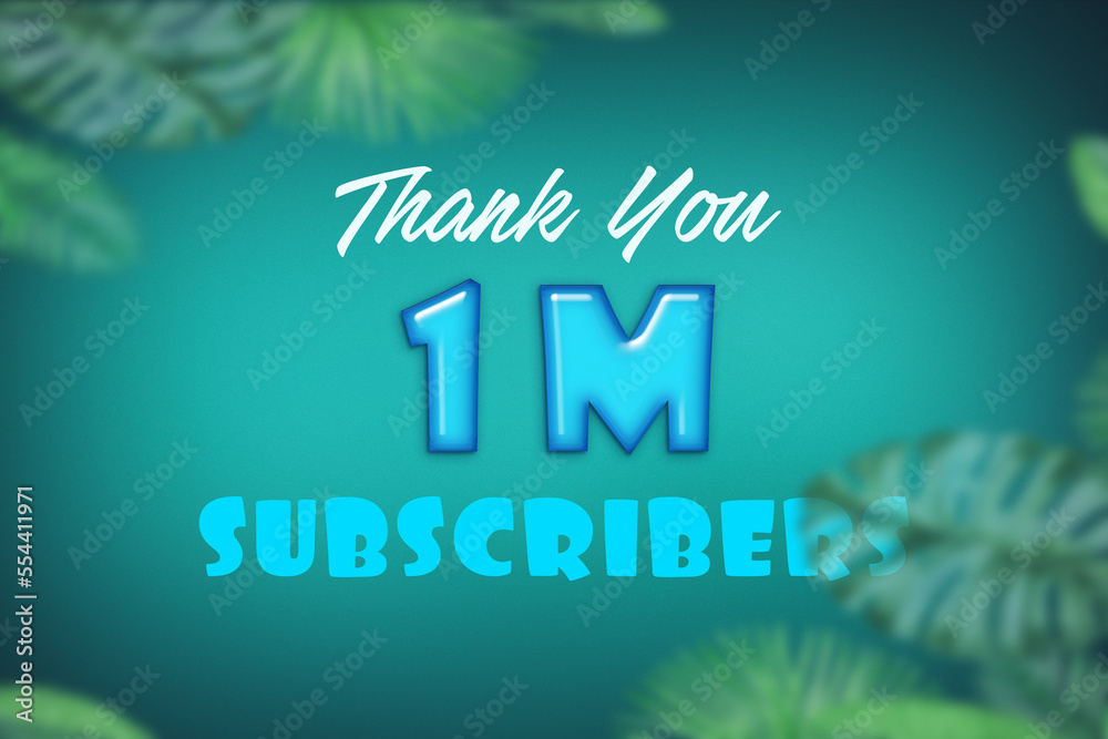1 Millionillion subscribers celebration greeting banner with Blue Glossi  Design