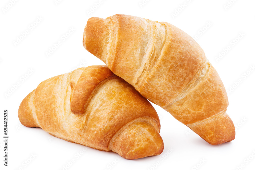 Delicious croissants, isolated on white background