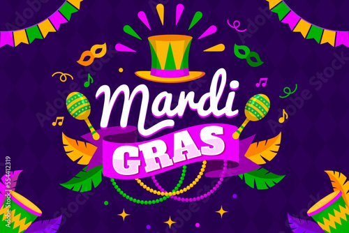 Fotografie, Obraz Mardi Gras festival carnival background. Vector Illustration.