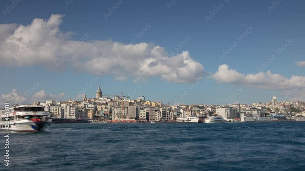 sunny day istanbul city downtown riverside bay panorama 4k timelapse turkey sunny day istanbul city downtown riverside bay panorama 4k timelapse turkey