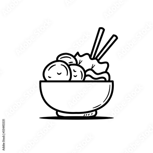 Bakso indonesian Food Coloring Book Hand Drawn Style