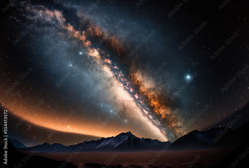 View of the Milky Way galaxy in the night sky. Generative AI