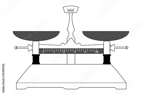 Balance scale black and white line, vector illustration

