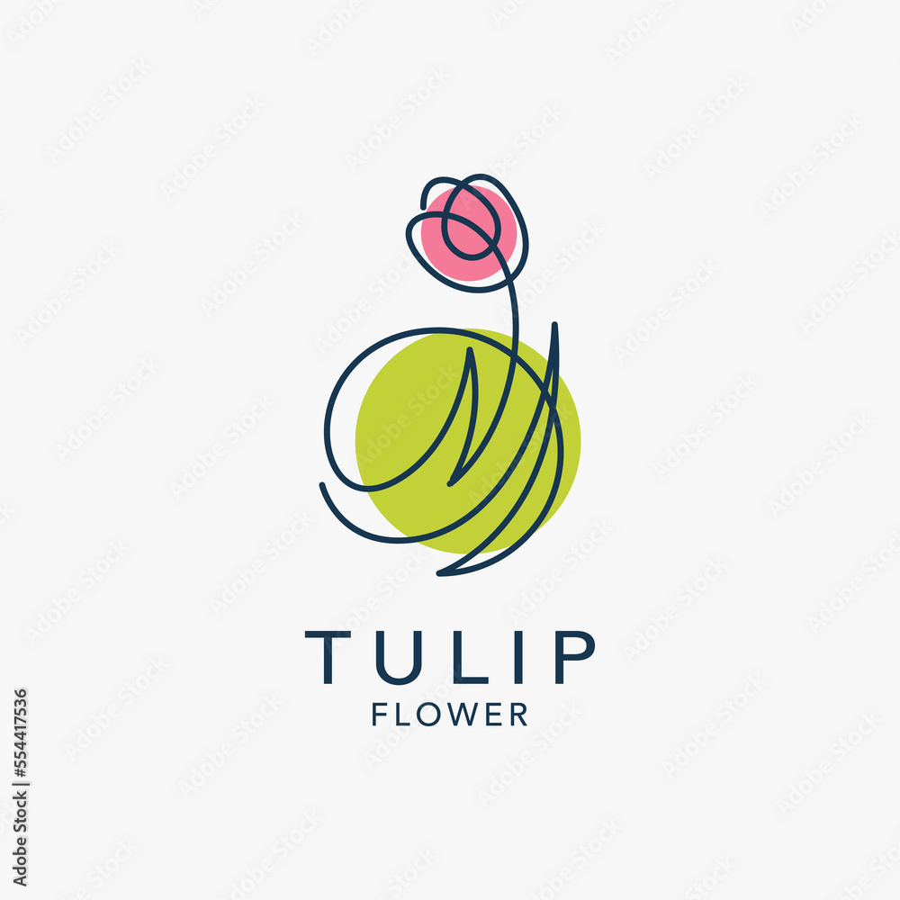 Tulip flower logo design in line style Tulip flower logo design in line style