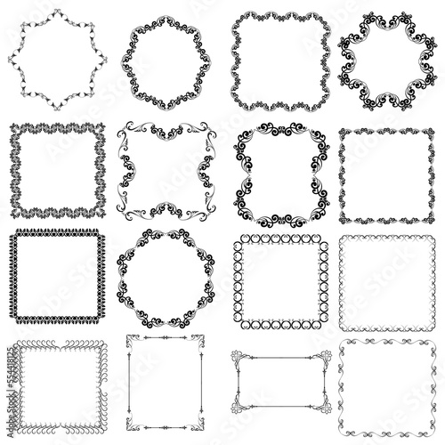 Decorative frames. Retro ornamental frame, vintage rectangle ornaments and ornate border. Decorative wedding frames, antique museum picture borders or deco devider. Isolated icons vector set