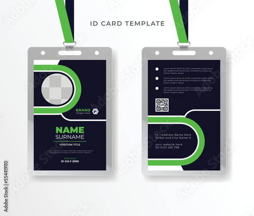 Business id card design template clean Corporate professional id card design with a realistic mockup