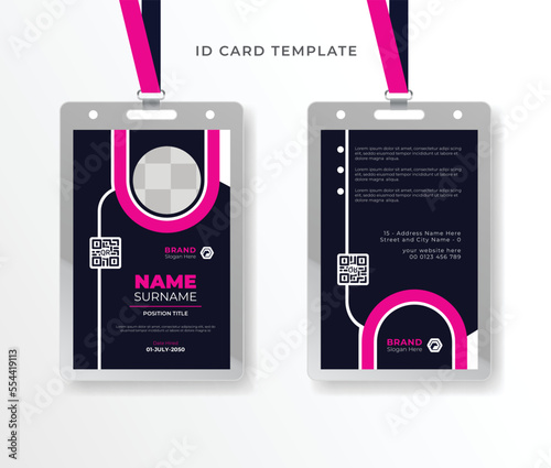 Business id card design template clean Corporate professional id card design with a realistic mockup