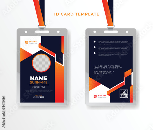Business id card design template clean Corporate professional id card design with a realistic mockup