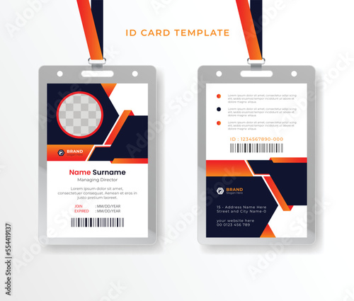 Business id card design template clean Corporate professional id card design with a realistic mockup