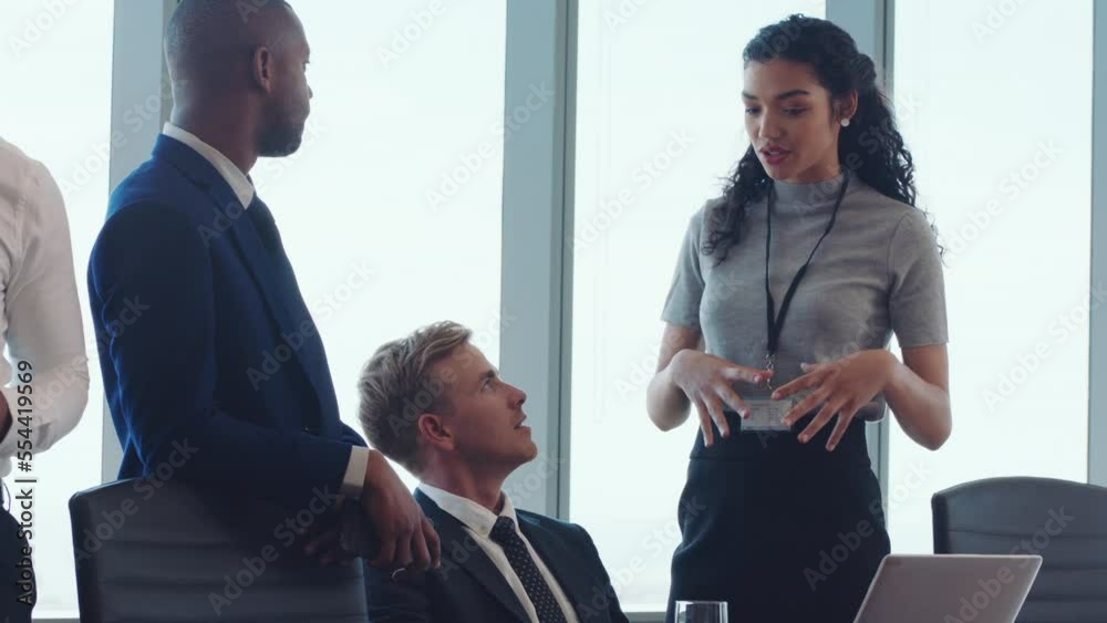 Corporate people and communication of idea in conference room meeting