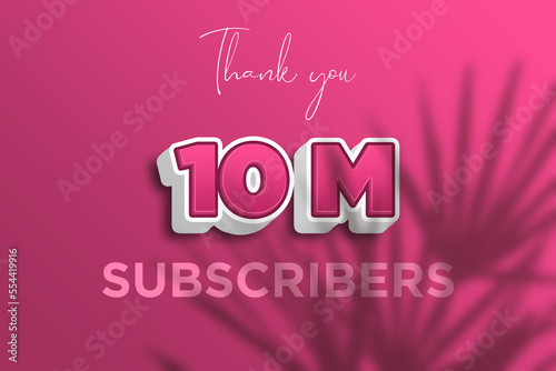 10 Million subscribers celebration greeting banner with Pink 3D Design