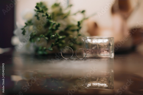 Wedding bouquet with rings and parfume