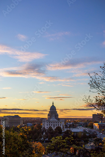 State House Capitol building sunset in providence, Rhode Island.