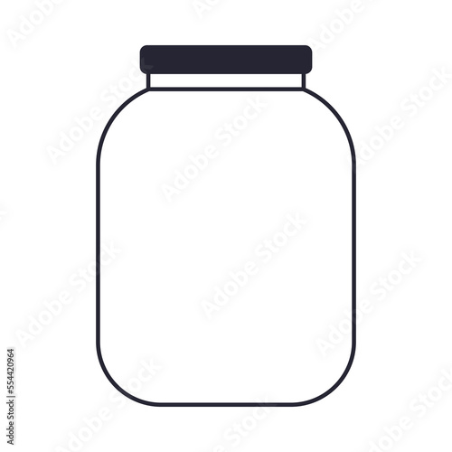 glass jar with lid, linear outline. vector illustration.