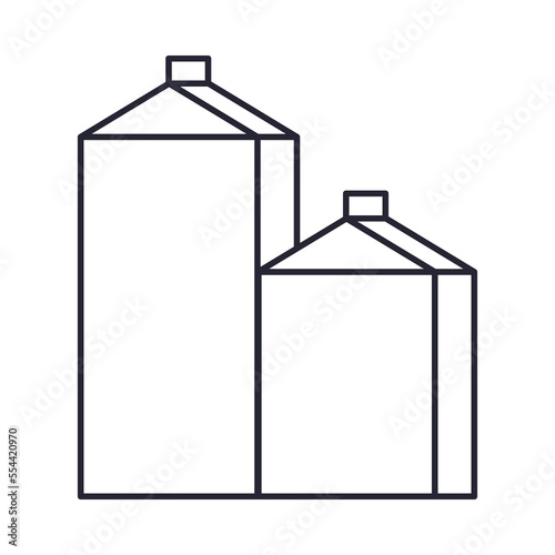 dairy products in cardboard packages, linear icon. vector illustration.