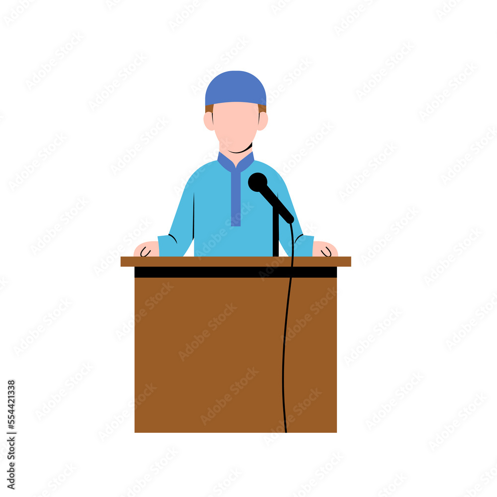 Muslim Man Giving A. lecture In Mosque