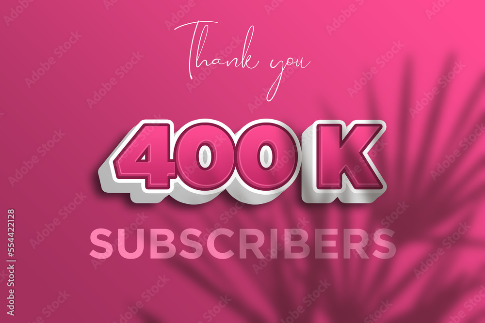 400 K  subscribers celebration greeting banner with Pink 3D  Design