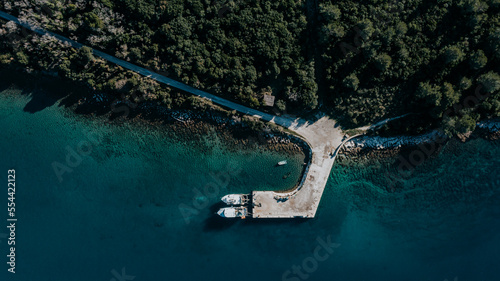 Aerial view of ship port on Adriatic sea. Croatia 