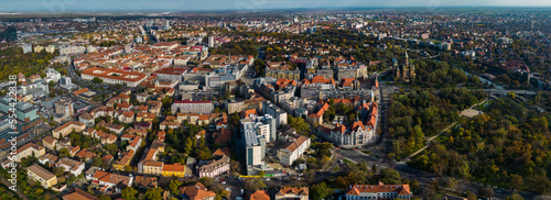 Aerial view of the city Timisoara in Romania on a sunny day in autumn.