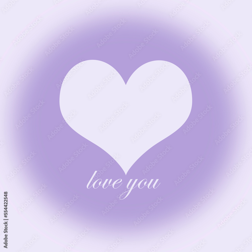 white heart on purple square background with vignette